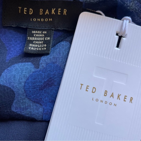 Ted Baker Juleah Mini Dress Ruched Sleeves & Skirt Surplice Neckline Lined NWT - Picture 15 of 16